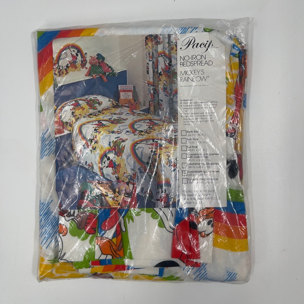 Vintage Pacifica for Walt Disney‎ "Mickey's Rainbow" drapery set